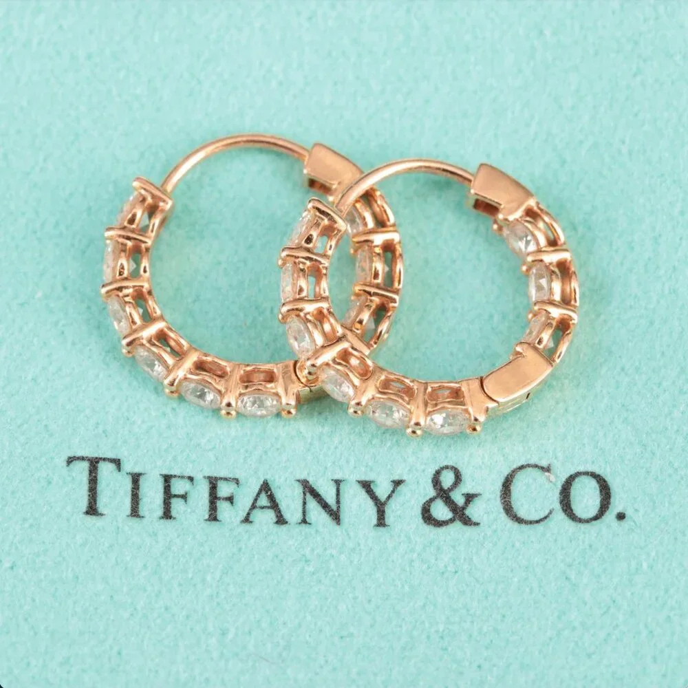 Tiffany & Co. 18K Rose Gold 1.51 CTW Inside-Out Hoop Diamond Earrings